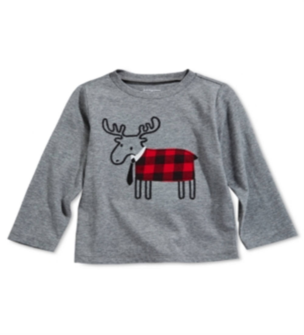 First Impressions Baby Boy's Elk Applique T-Shirt Gray Size 3-6 Months