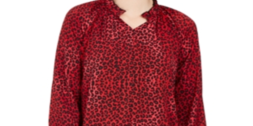 NY Collection Women's Printed High Low Top Red Size Petite Medium