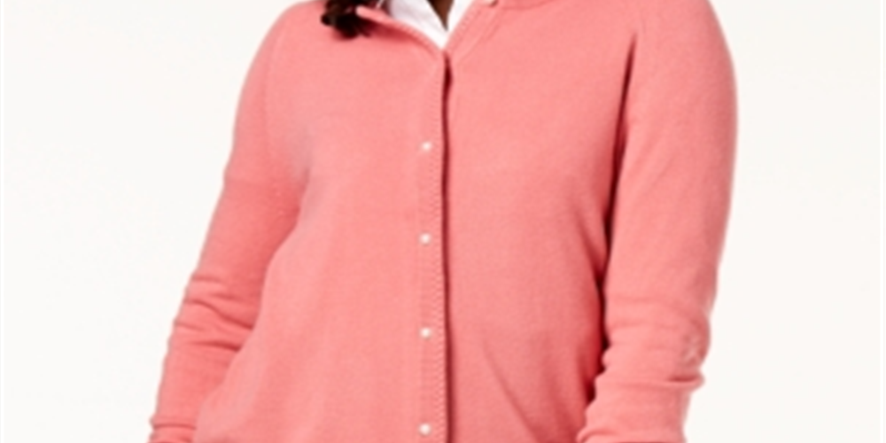 Karen Scott Women's Bead Button Cardigan Pink Size XX-Large