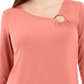 JM Collection Women's Asymmetrical Ring Tunic Sweet Melon Size Large