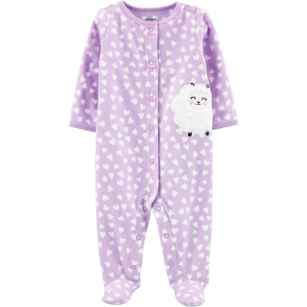 Carter's Girl's Footies Sheep Heart Zip up Fleece Footie Purple Size 9MOS