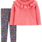 Carter's Baby Girl's 2 Pc Ruffle Top & Floral Print Leggings Set Pink Size 3 Months