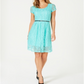NY Collection Women's Lace Fit & Flare Dress Blue Size Petite Small