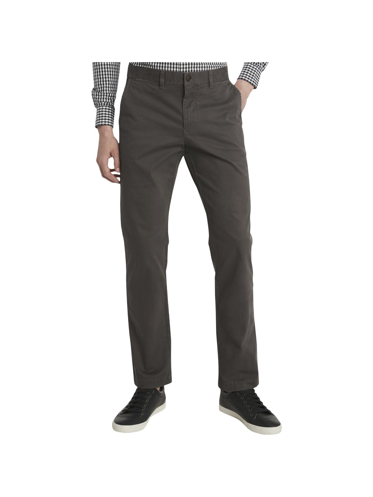 Tommy Hilfiger Men's Straight Leg Custom Fit Chino Pants Gray Size 34X32