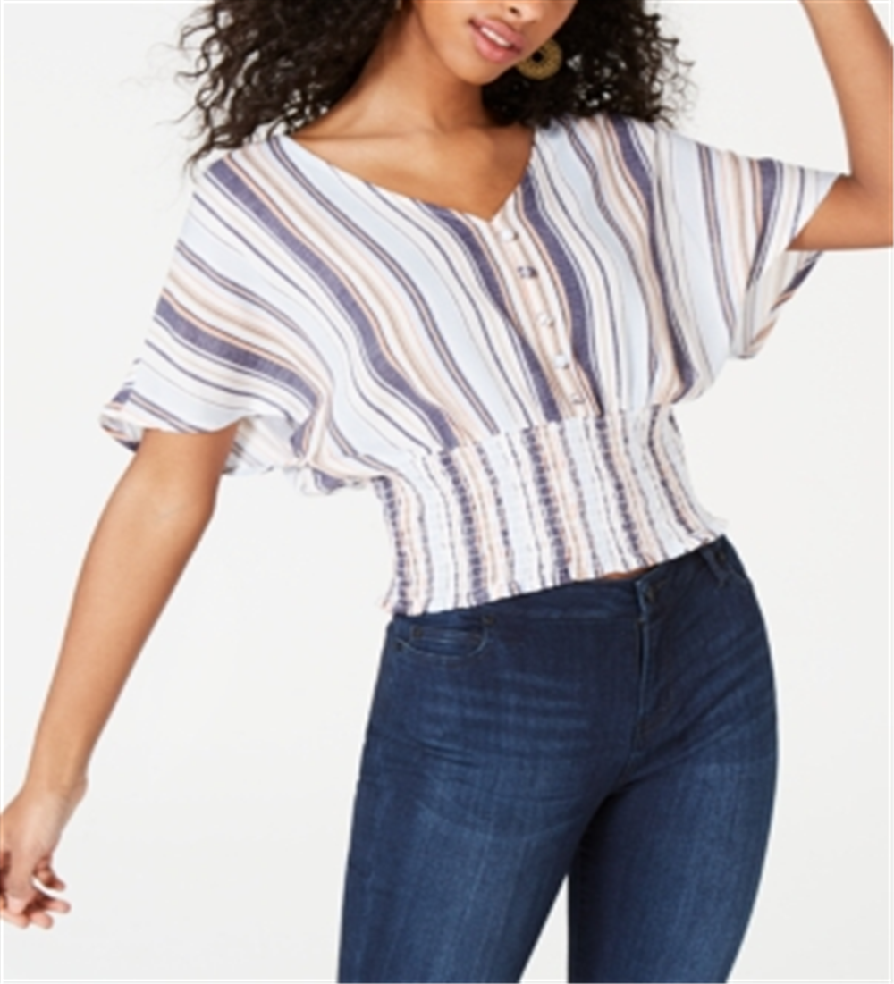 Crave Fame Junior's Batwing Sleeve Crop Top Blue Size M