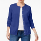 Karen Scott Women's Crew Neck Cardigan Blue Size Small