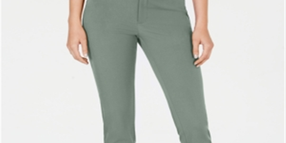 Charter Club Women's Newport Tummy Control Slim Fit Pants Green Size 12