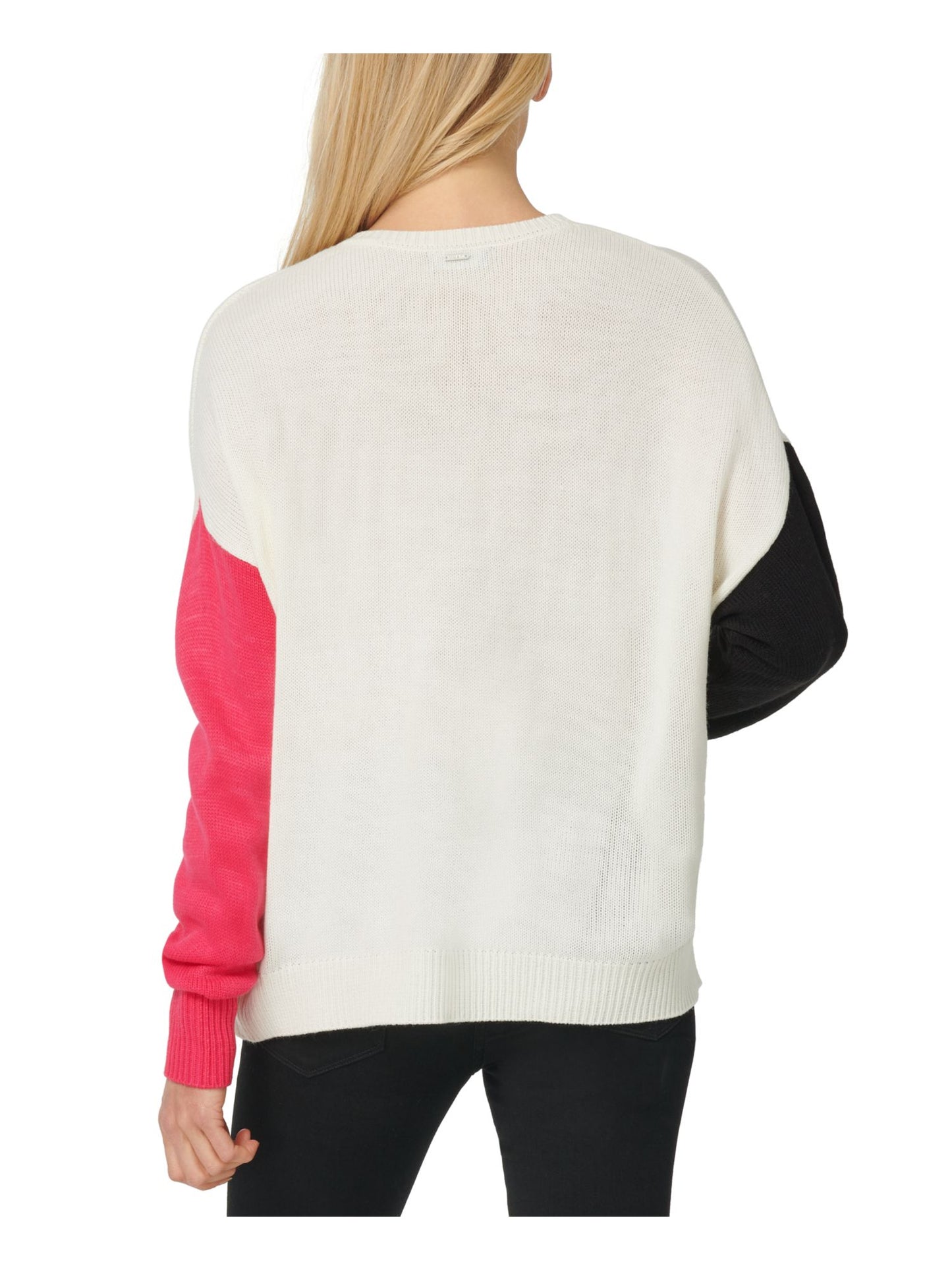 DKNY Women's Long Sleeve Crew Neck Sweater White Size Small