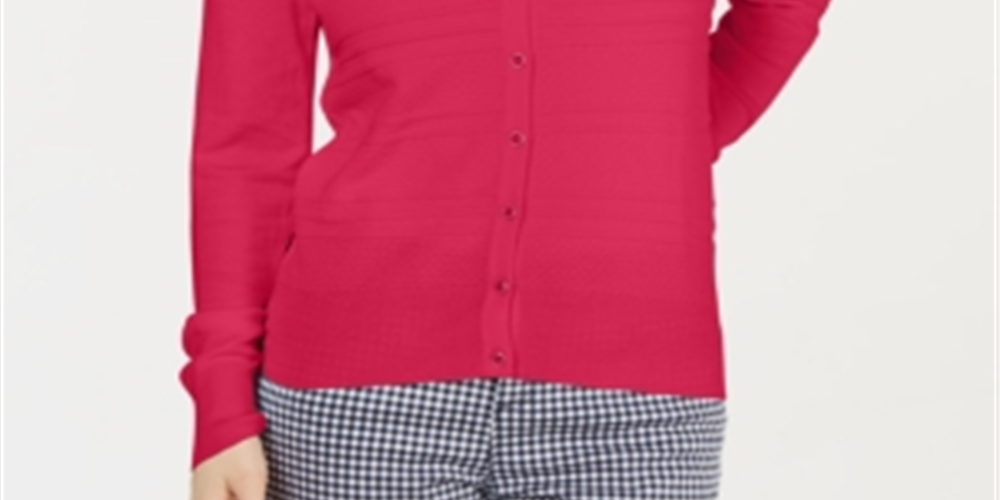 Charter Club Women's Textured Cardigan Red Size X-Small