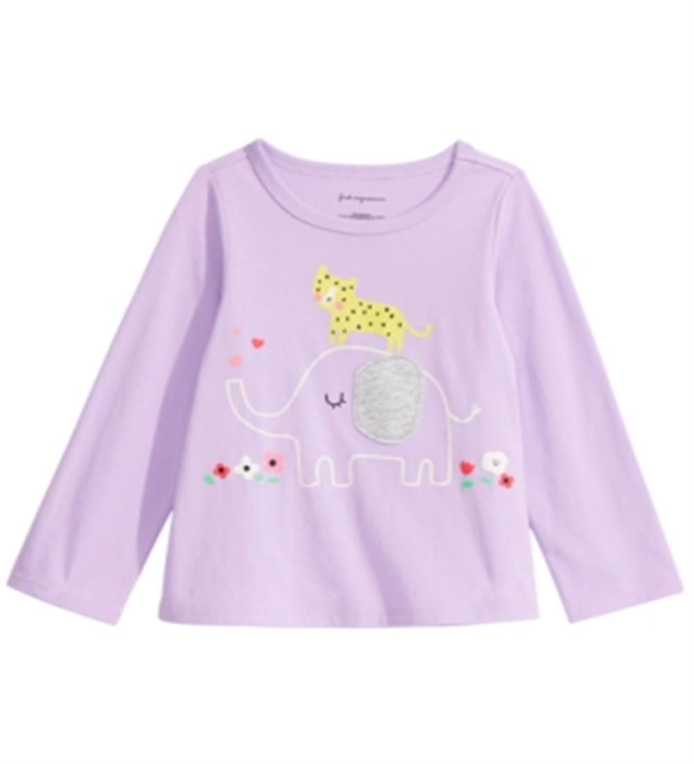 First Impressions Toddler Girl's Long Sleeve Elephant T-Shirt Purple Size 4T