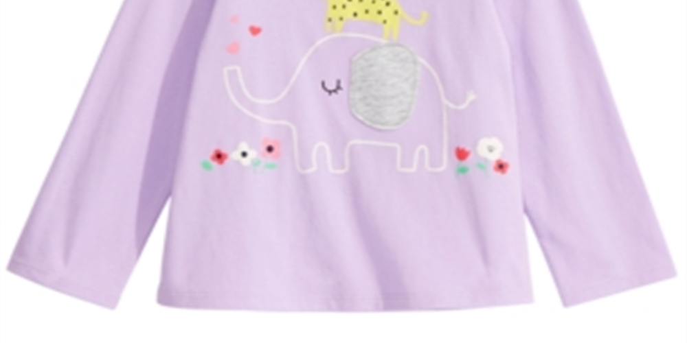 First Impressions Toddler Girl's Long Sleeve Elephant T-Shirt Purple Size 4T