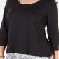 Karen Scott Women's Printed Trim Top Black Size -Petite XL