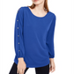 NY Collection Women's Split Sleeve Top Blue Size Petite Medium