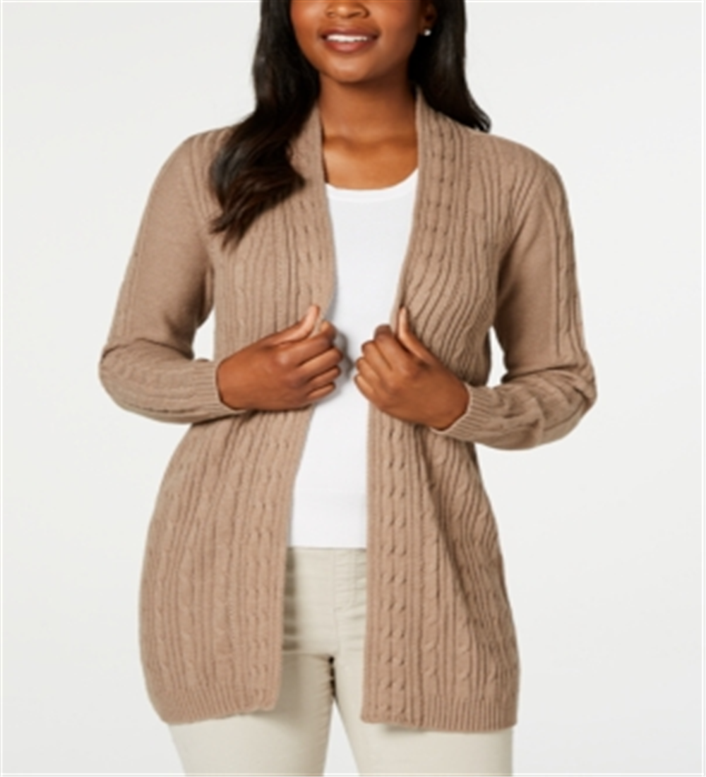 Karen Scott Women's Cable Knit Cardigan Chesnut Size Petite S