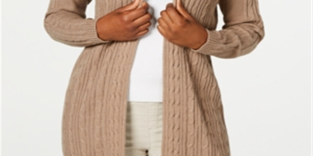 Karen Scott Women's Cable Knit Cardigan Chesnut Size Petite S