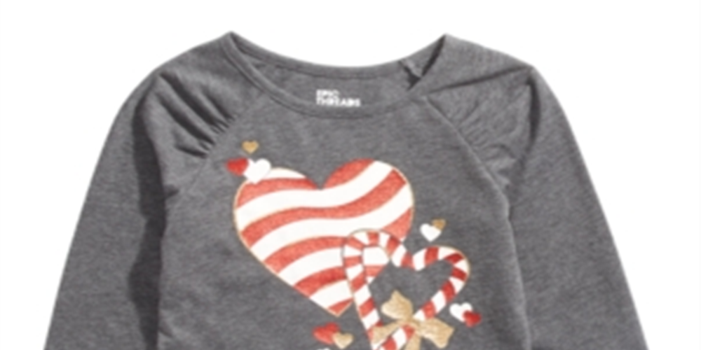 Epic Threads Little Girl's Candy Heart T-Shirt Gray Size 6