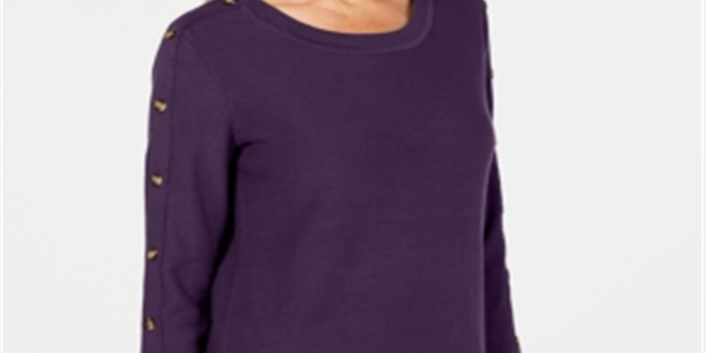 Karen Scott Women's 3/4 Sleeve Sweater Purple Size Medium