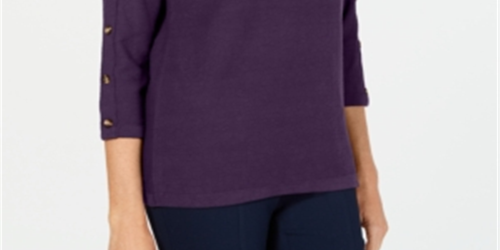 Karen Scott Women's 3/4 Sleeve Sweater Purple Size Medium