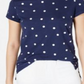 Maison Jules Women's Metallic Polka Dot T-Shirt Blue Size Medium