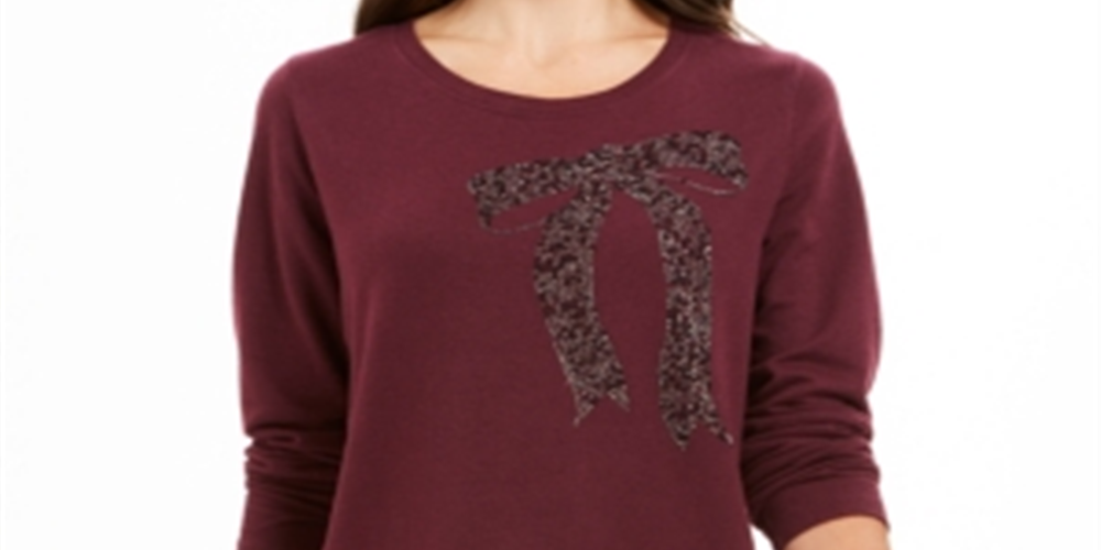 Style & Co Women's Embellished Whimsy Sweatshirt Purple Size Small