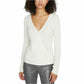 Sanctuary Women's Ribbed Long Sleeve Surplice Neckline Wrap Top White Size Large