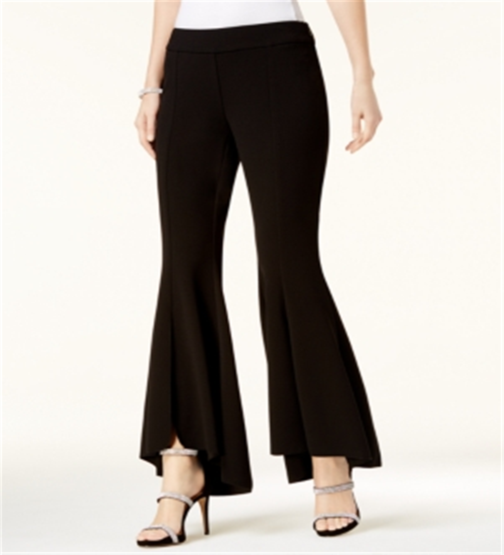 INC International Concepts Women's Tulip Hem Flare Pants Black Size 2 Petite