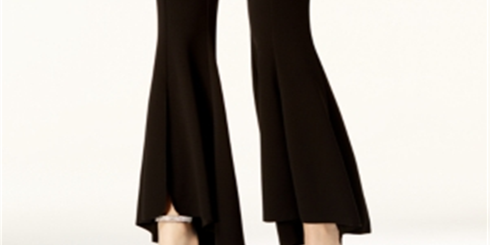 INC International Concepts Women's Tulip Hem Flare Pants Black Size 2 Petite