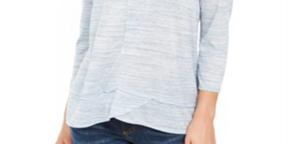 Style & Co Women's V Neck Top Blue Size X-Large