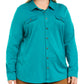 Karen Scott Women's Polo Top Button up Collar Blue Size 2X