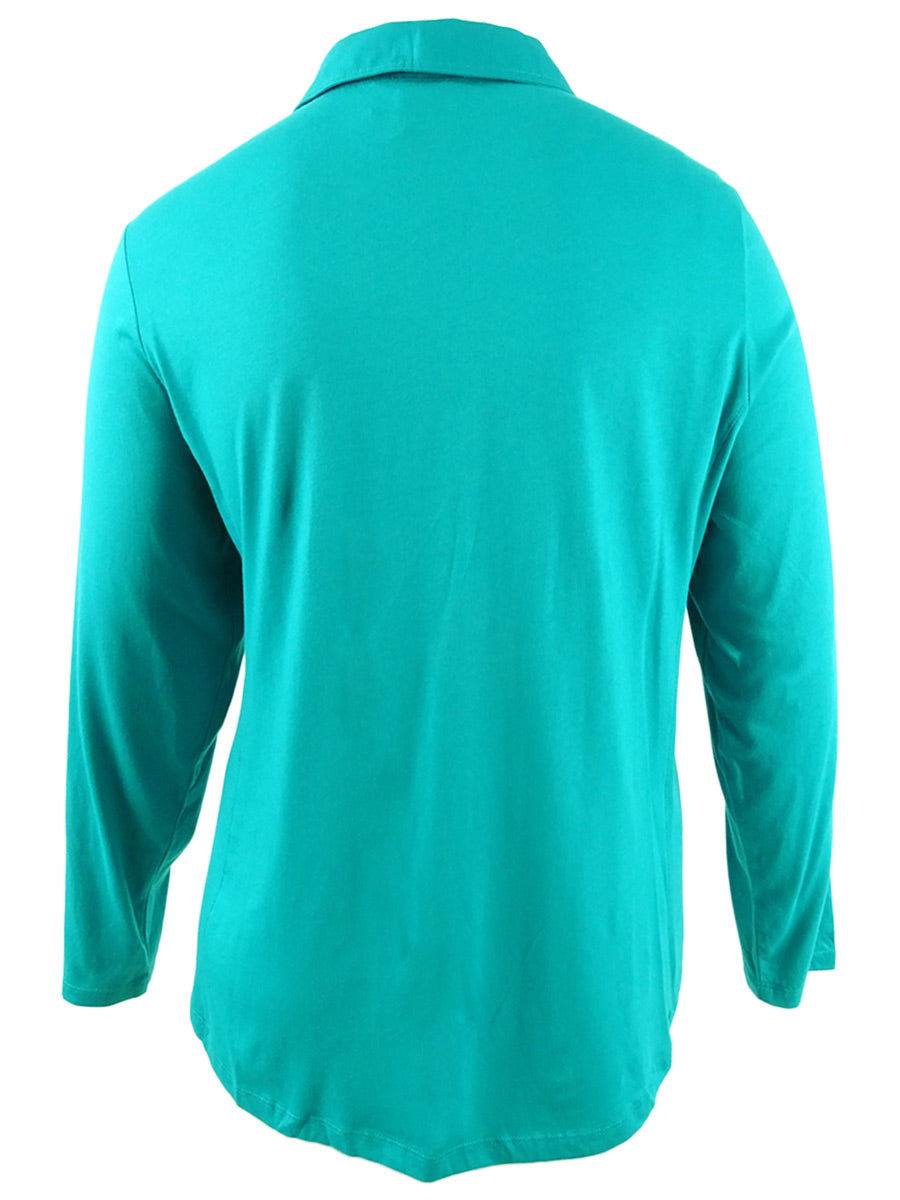 Karen Scott Women's Polo Top Button up Collar Blue Size 2X