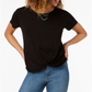 Style & Co Women's Twist Hem High Low T-Shirt Black Size Small