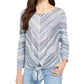Style & CoWomen's Tie Front Striped Blouse Blue Size Large