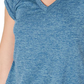 Ideology Women's Essential Heathered V Neck Pullover Top Blue Size Large