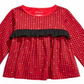 First Impressions Baby Girl's Cotton Long Sleeve Check Ruffle T-Shirt Red Size 18MOS