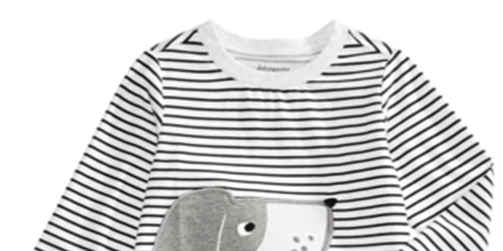 First Impressions Infant Girl's Striped Dog Print T-shirt Gray Size 6-9MOS