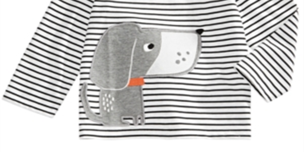 First Impressions Infant Girl's Striped Dog Print T-shirt Gray Size 6-9MOS