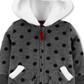 Carter's Girl's Polka Dot Hooded Fleece Playsuit Gray Size 9MOS