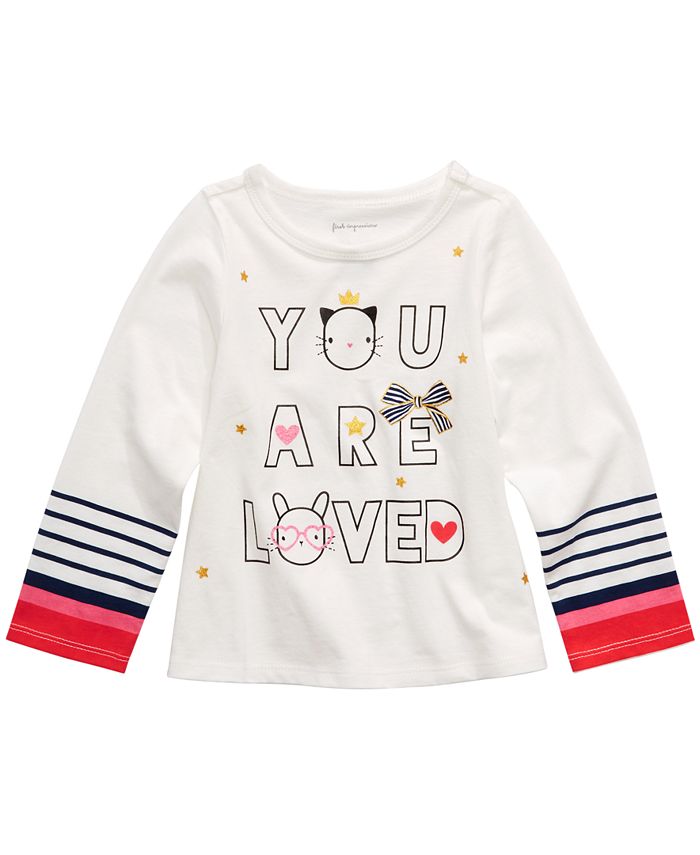 First Impressions Baby Girl's Cotton Long-Sleeve Graphic Print T-Shirt White Size 18MOS