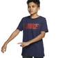 Nike Big Boy's Logo Print Cotton T-Shirt Blue Size Large