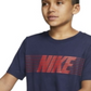 Nike Big Boy's Logo Print Cotton T-Shirt Blue Size Large