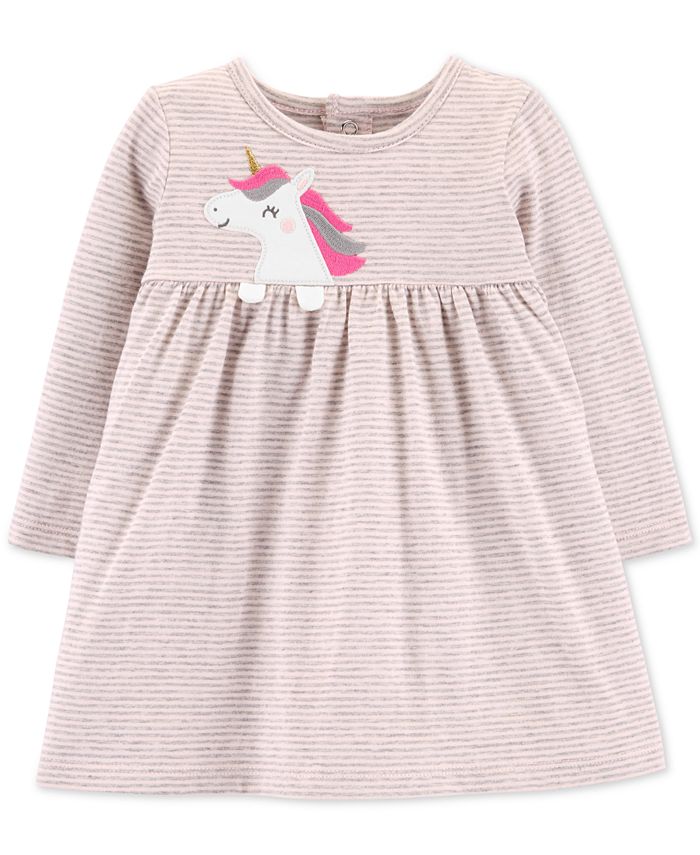 Carter's Baby Girl's Long Sleeve Babydoll Dress Pink Size 18MOS