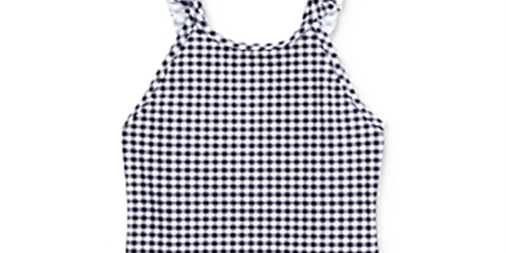Ralph Lauren Girl's Gingham Ruffle Swimsuit Blue Size 9MOS