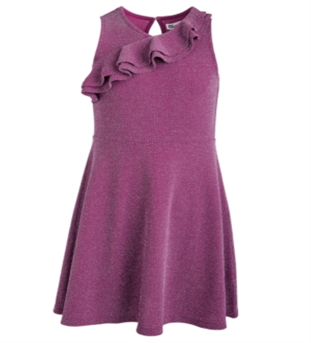 Epic Threads Big Girl's Metallic Ruffled Dress Purple Size X-Large