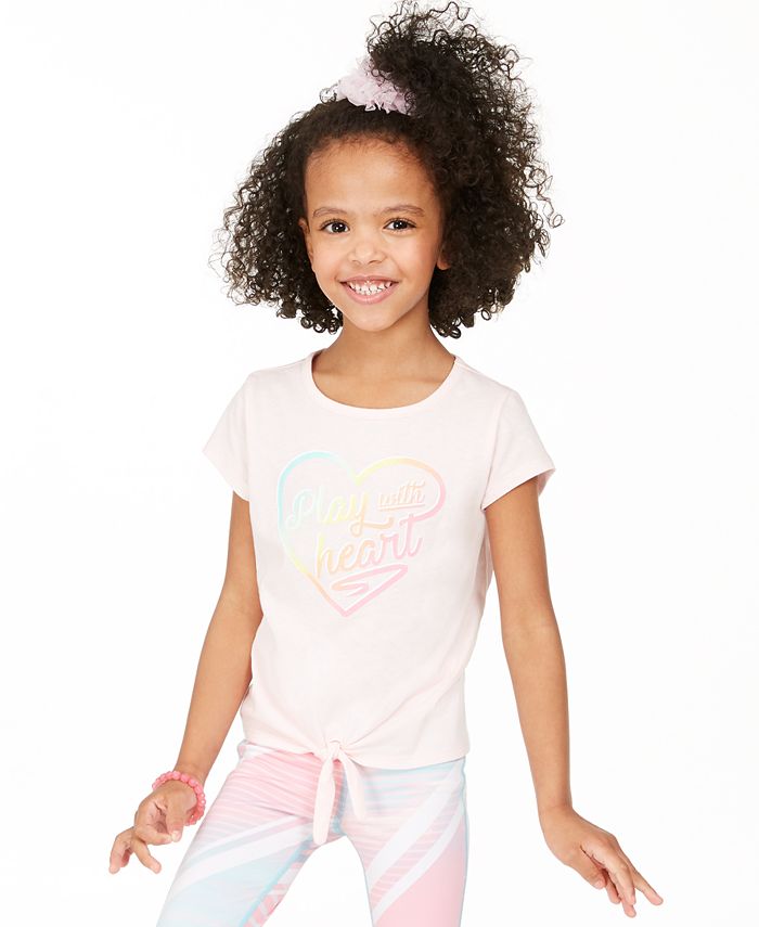Ideology Little Girl's Heart Tie Front T-Shirt Pink Size 5