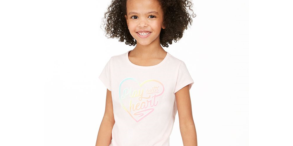 Ideology Little Girl's Heart Tie Front T-Shirt Pink Size 5