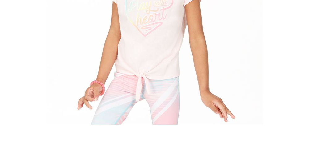 Ideology Little Girl's Heart Tie Front T-Shirt Pink Size 5