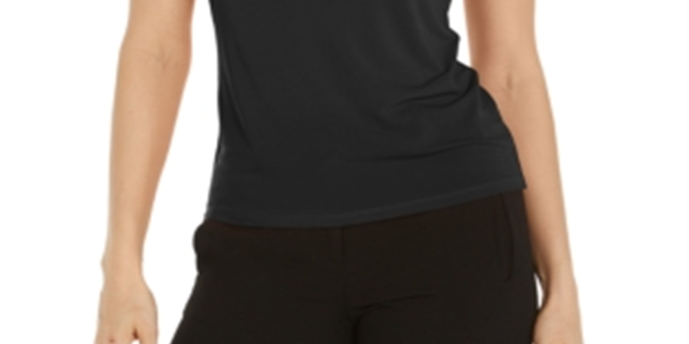Bar III Women's Puff Sleeve T-Shirt Black Size Medium