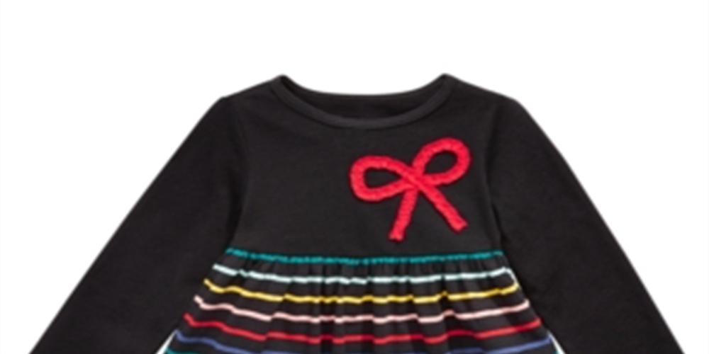 First Impressions Baby Girl's Bow Applique Stripe Tunic T-Shirt Black Size 12MOS