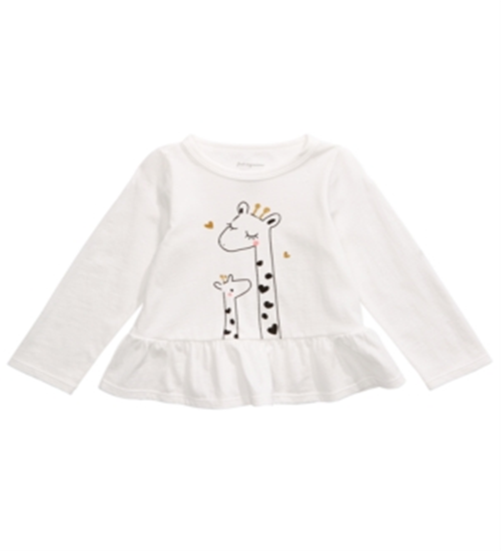 First Impressions Baby Girl's Cotton Giraffe Peplum Top White Size 12 Months