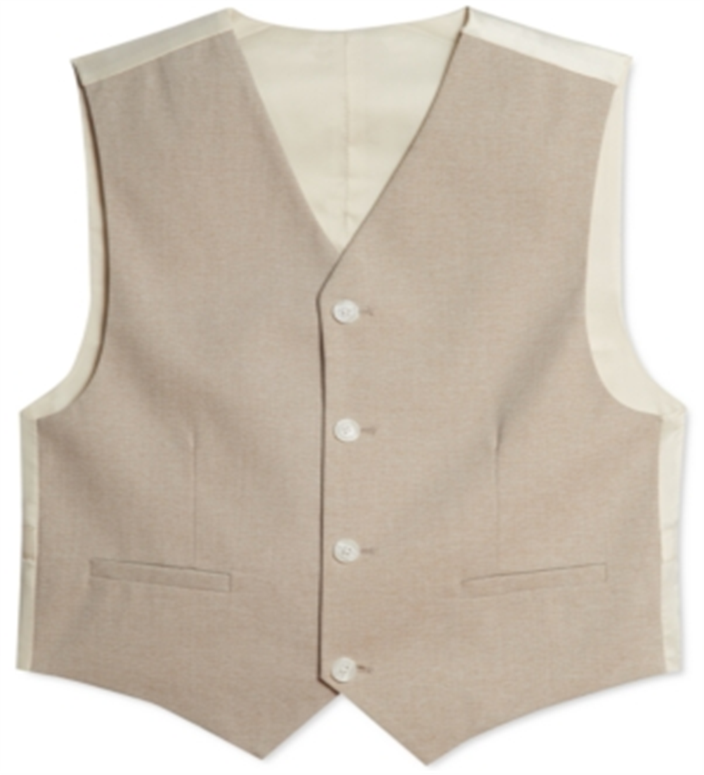 Calvin Klein Big Boy's Stretch Subtle Pinstripe Heather Suit Vest Brown Size 8
